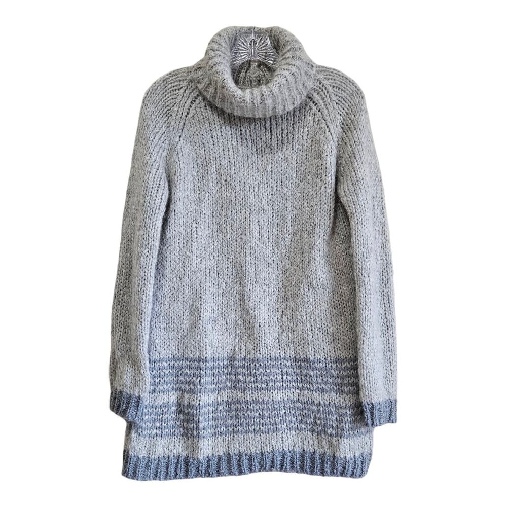 SUNDANCE Size S Tunic Sweater Mohair Blend Cowl Neck Gray Striped Long Sleeve 38